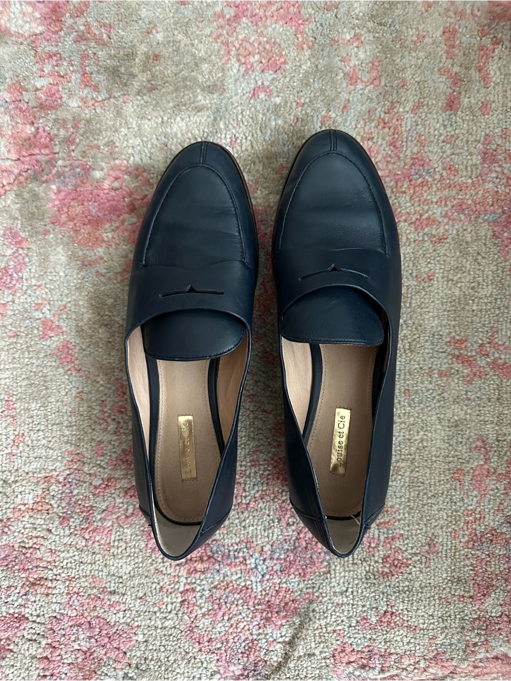 Louise et Cie Navy Leather Penny Loafers